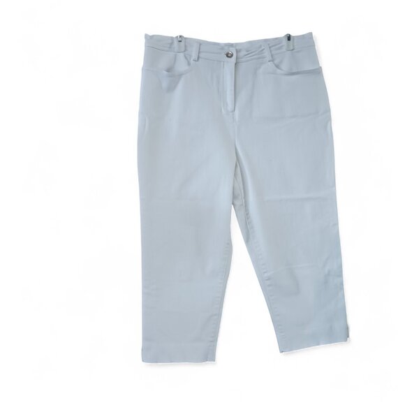 Mode de Vie Womens White Cropped Jeans Sz 12 Split Hem Stretch Denim Pants - Picture 2 of 14